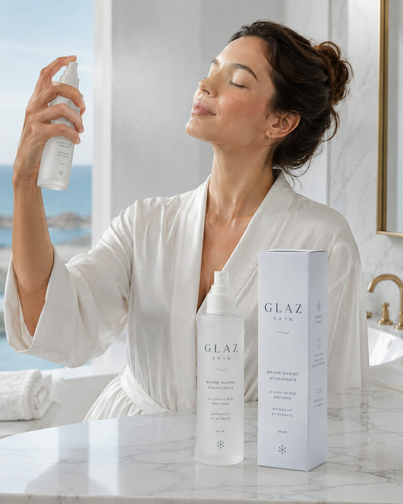 Brume marine hydratante GLAZ Skin pour hydrater et rafraîchir le visage